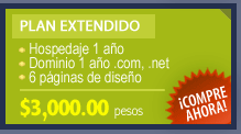 Plan extendido $3,000 dominio, diseño y hospedaje