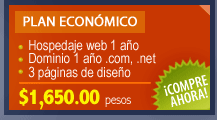 Plan economico todo incluido hosting $ 1,650